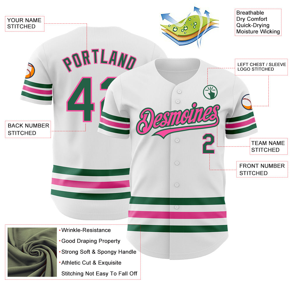 Custom Kelly Green & Pink Color Fan Baseball Jersey main image 1