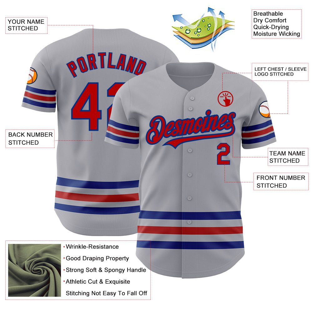 Custom Burgundy Gray Stripe Fashion Authentic Baseball Jersey main image 1