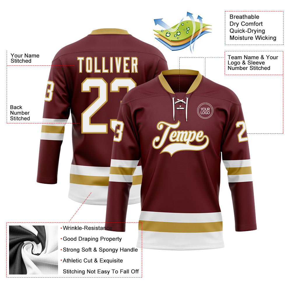 Custom Brown Gold Solid Colour Hockey Jersey
