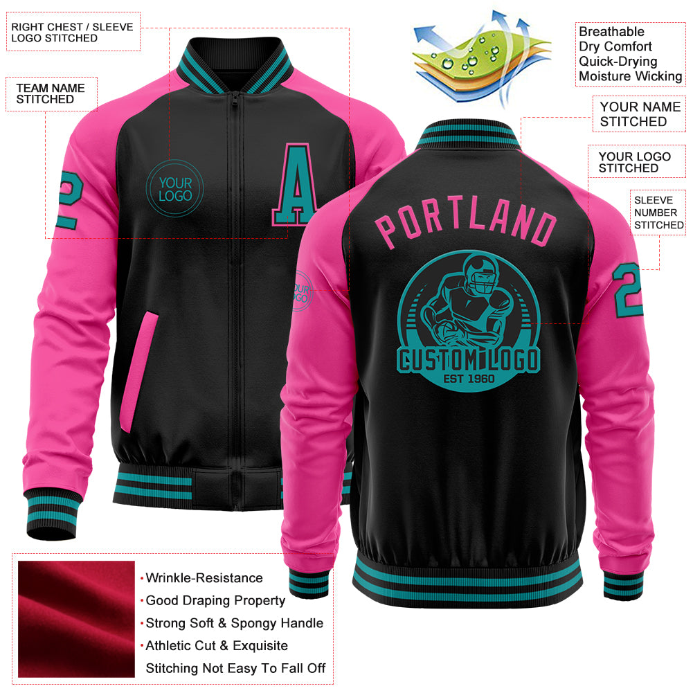 Custom Teal Pink-White Classic Style Waterproof Jacket