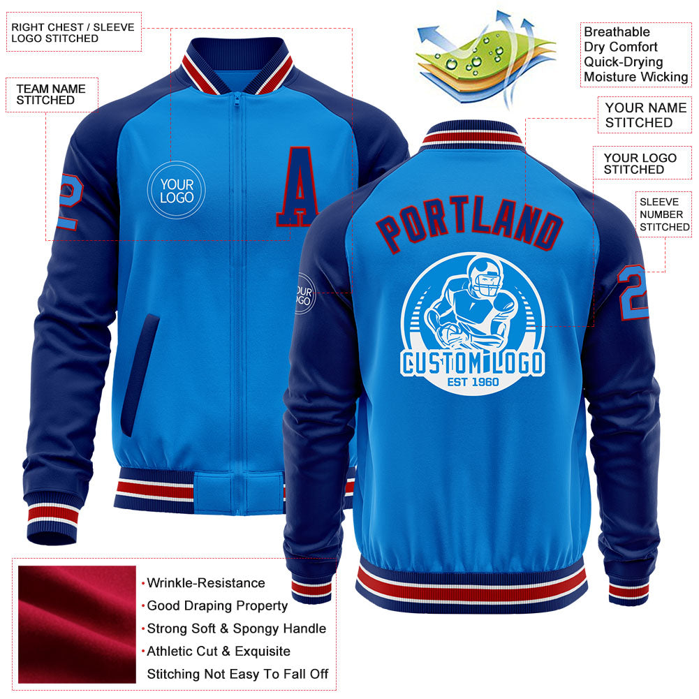 Custom Light Blue Red Jacket