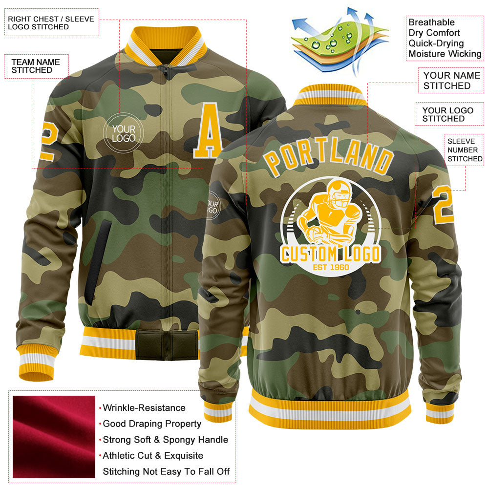 Camel Gold Bomber Varsity Jacket