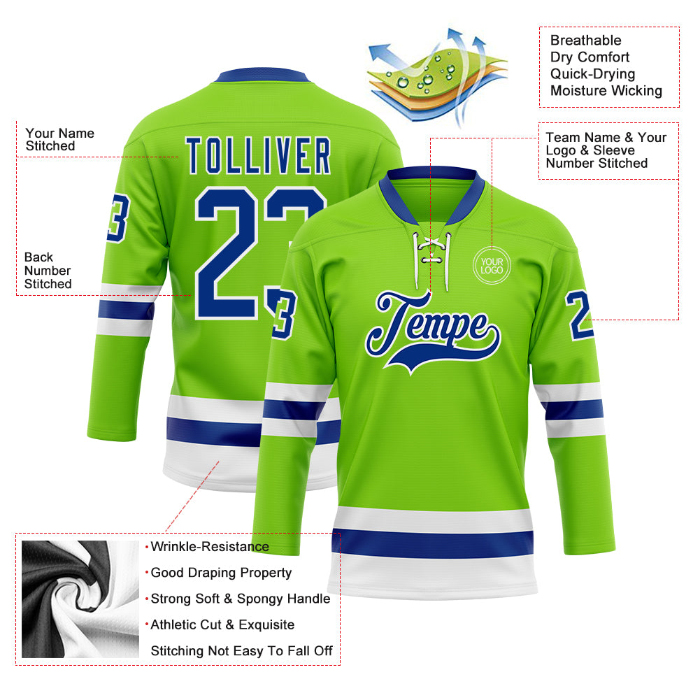 Custom Gray Neon Green Solid Colour Hockey Jersey