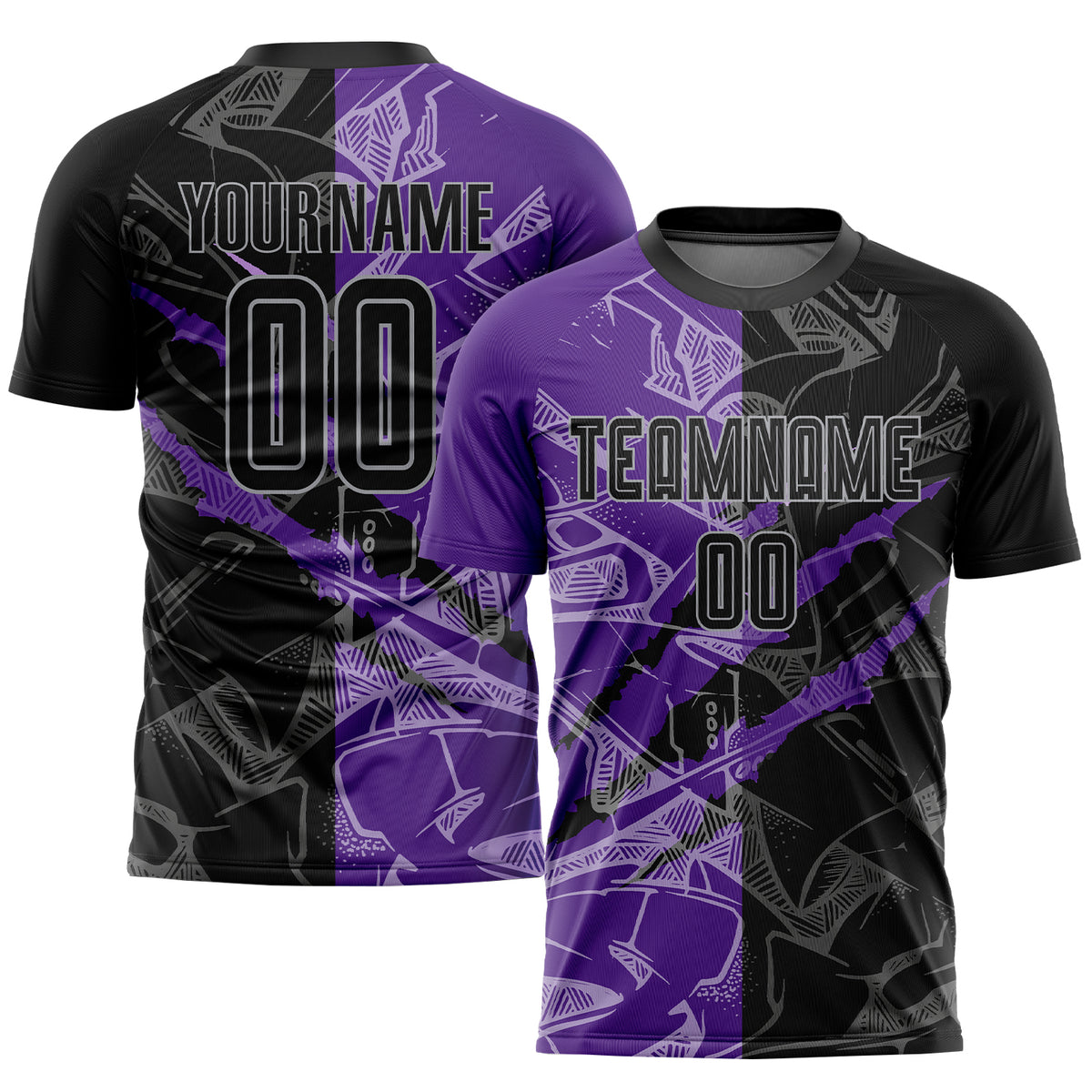 Custom Graffiti Pattern Black Purple-Gray Scratch