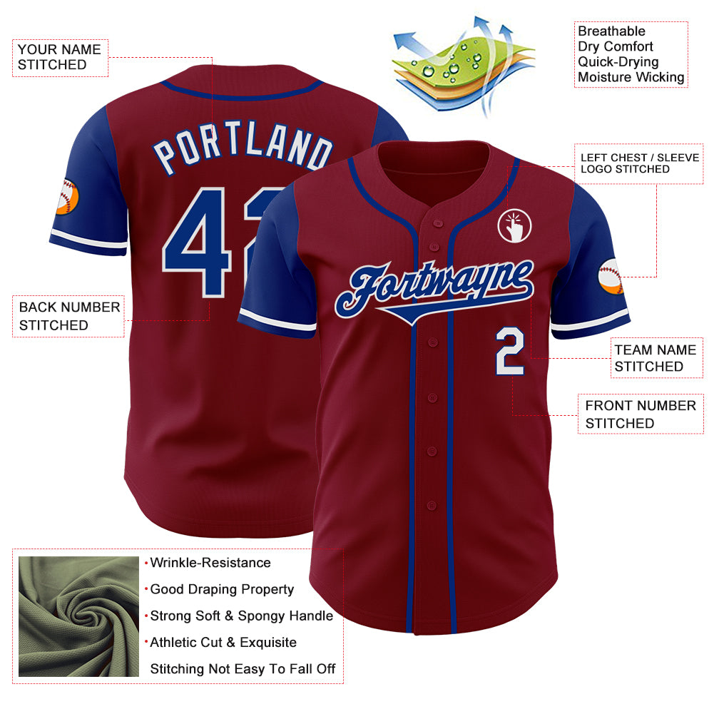Custom White Burgundy Two Tone Striped Fashion Authentic Baseball Jersey