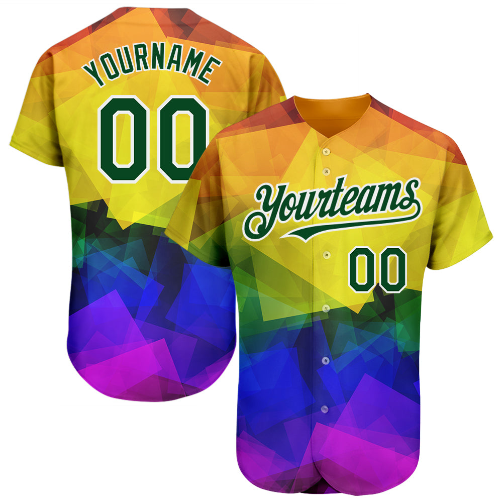 Custom Rainbow For Pride Month Love Wins LGBT Authentic Baseball Jersey