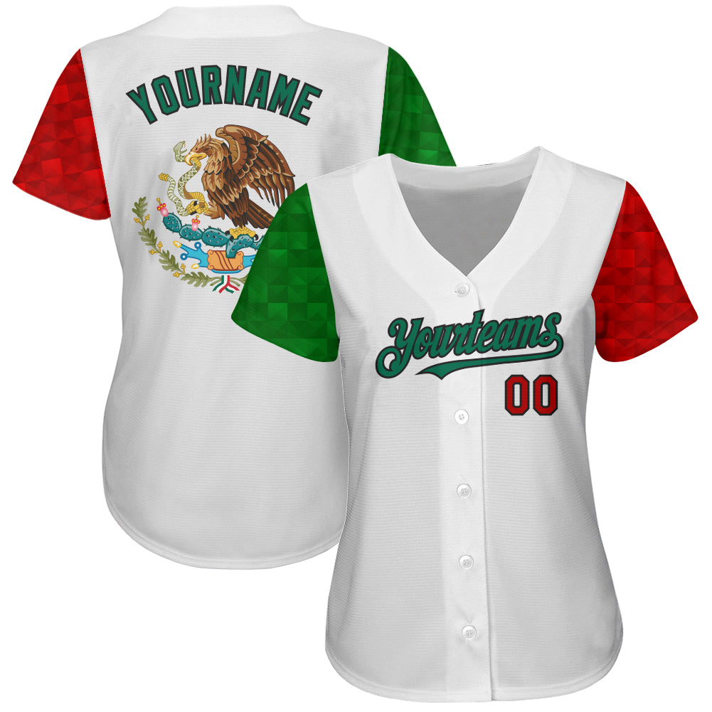 Custom White Red Kelly Green-Black 3D Mexican Flag Authentic
