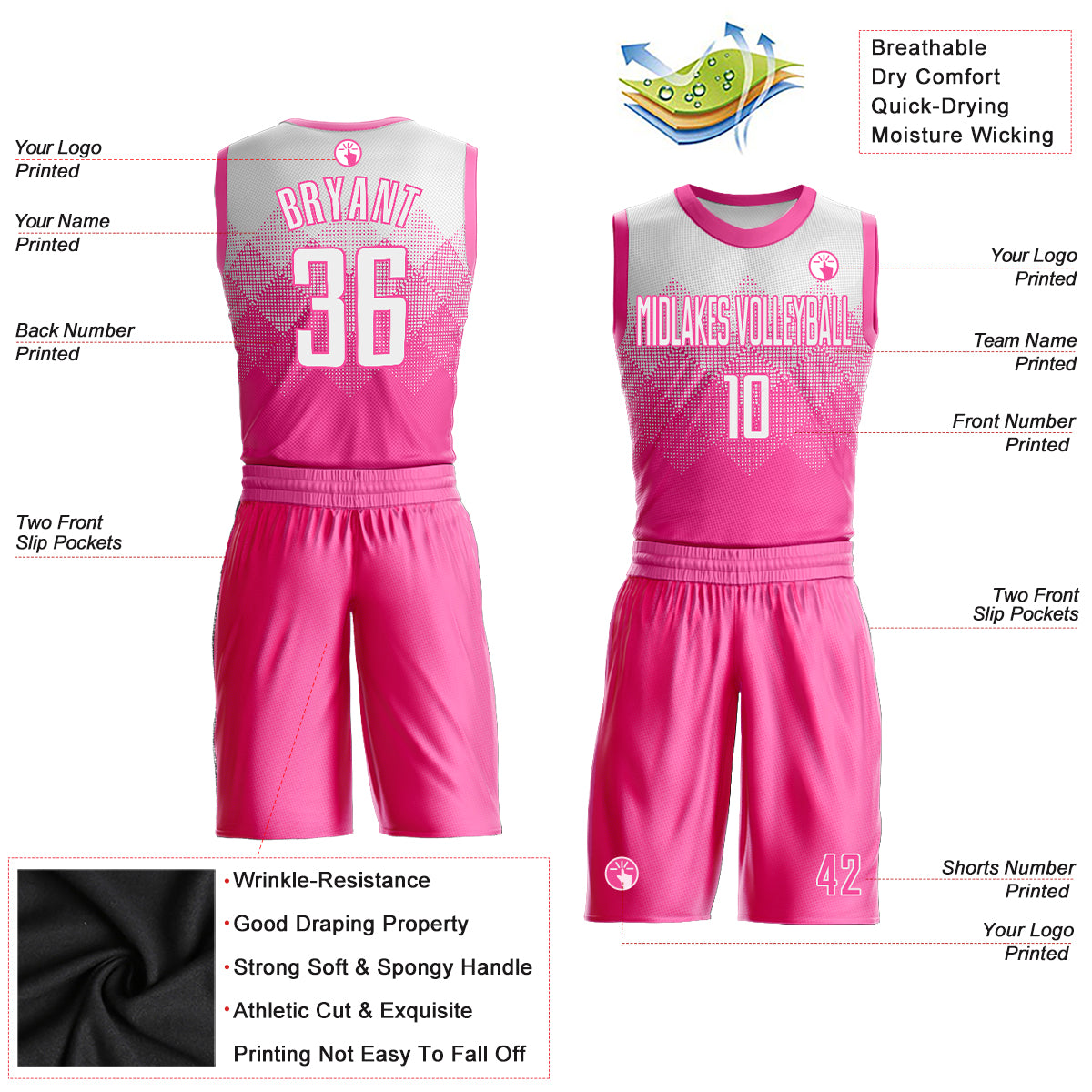 jersey design pink and white