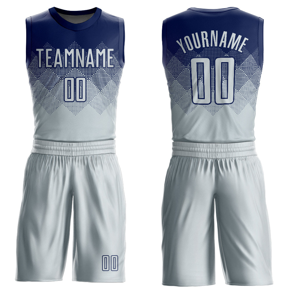 Custom Blue Royal-Light Blue Round Neck Sublimation Basketball Suit Jersey  Discount