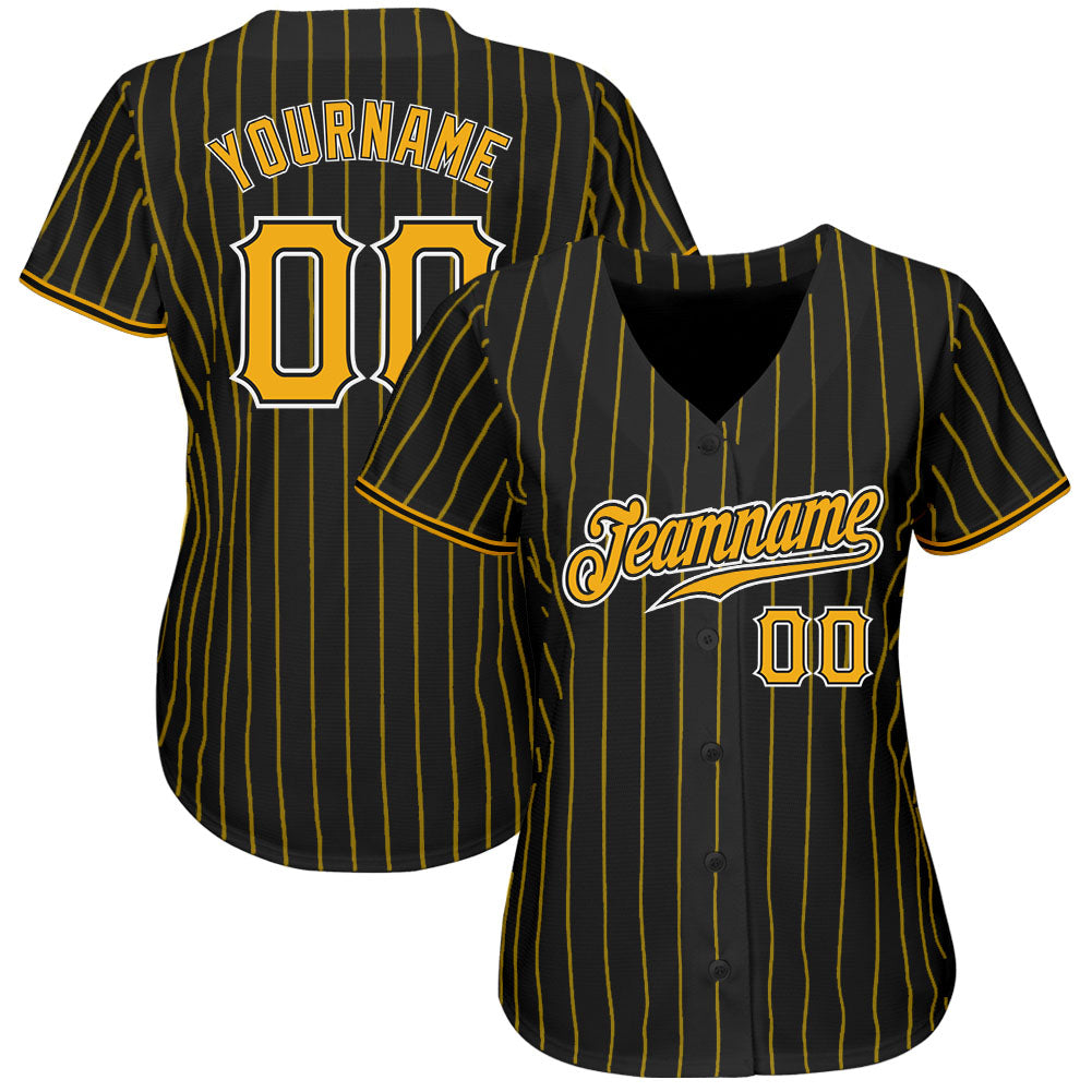 Custom Black Gold Strip Gold-White Authentic Baseball Jersey Discount