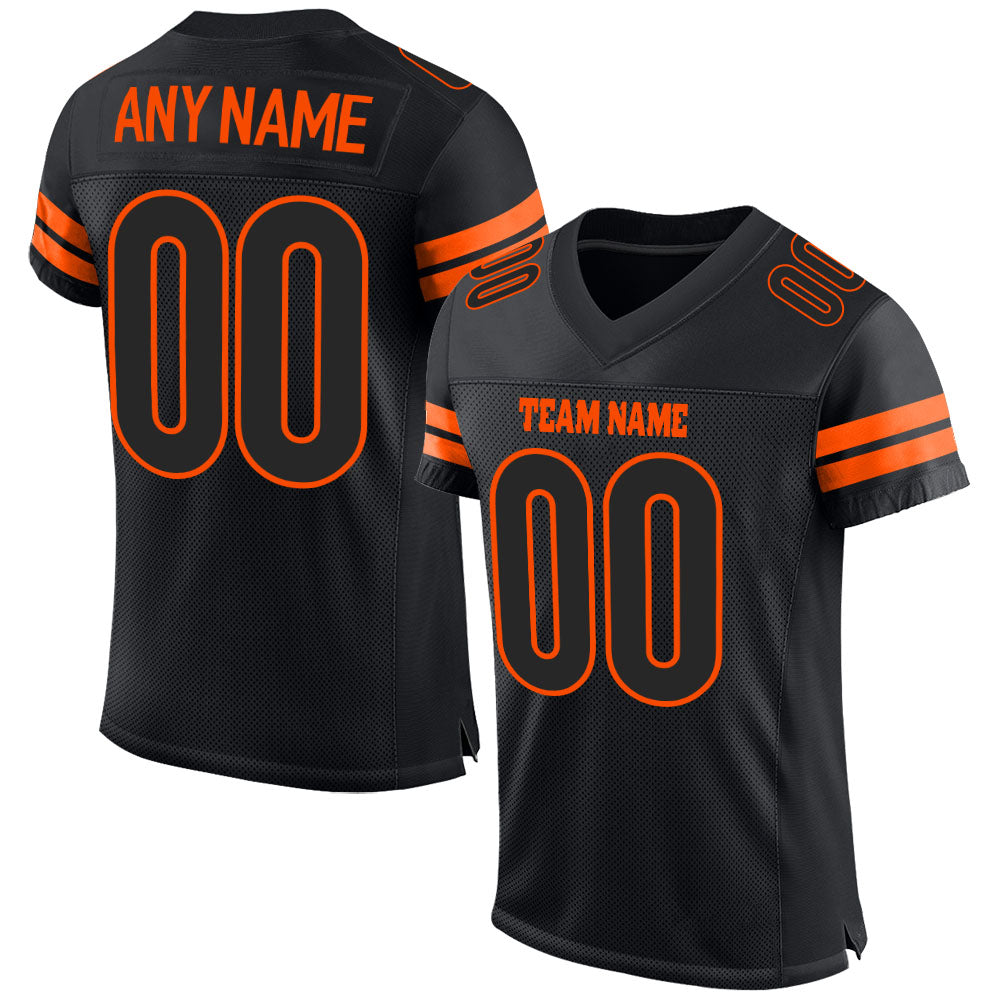 Custom Black Black-Orange Mesh Authentic Football Jersey Discount