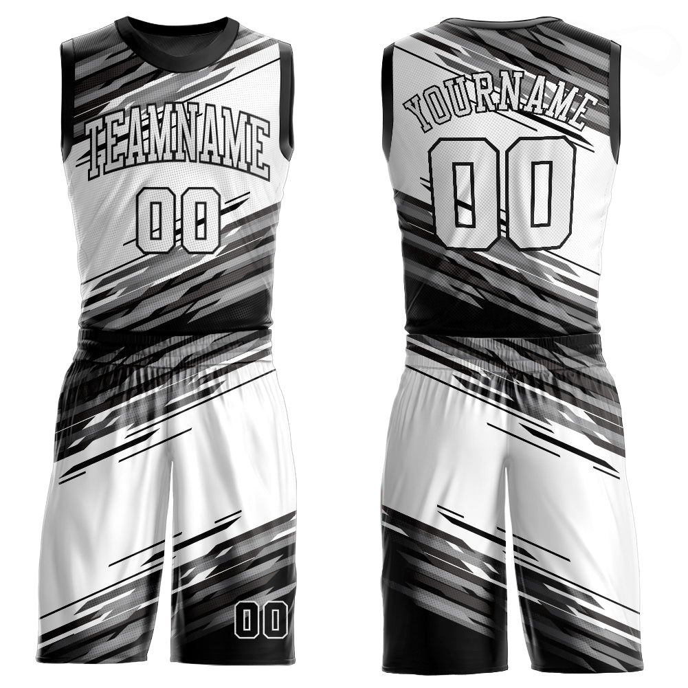 Custom Gray Black-Old Gold Round Neck Sublimation Basketball Suit Jersey