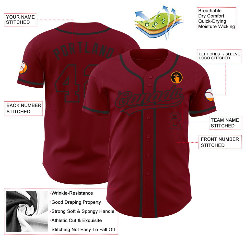 Custom Green Crimson Personalized Symmetrical Gradient Design Authentic Baseball Jersey main image 1