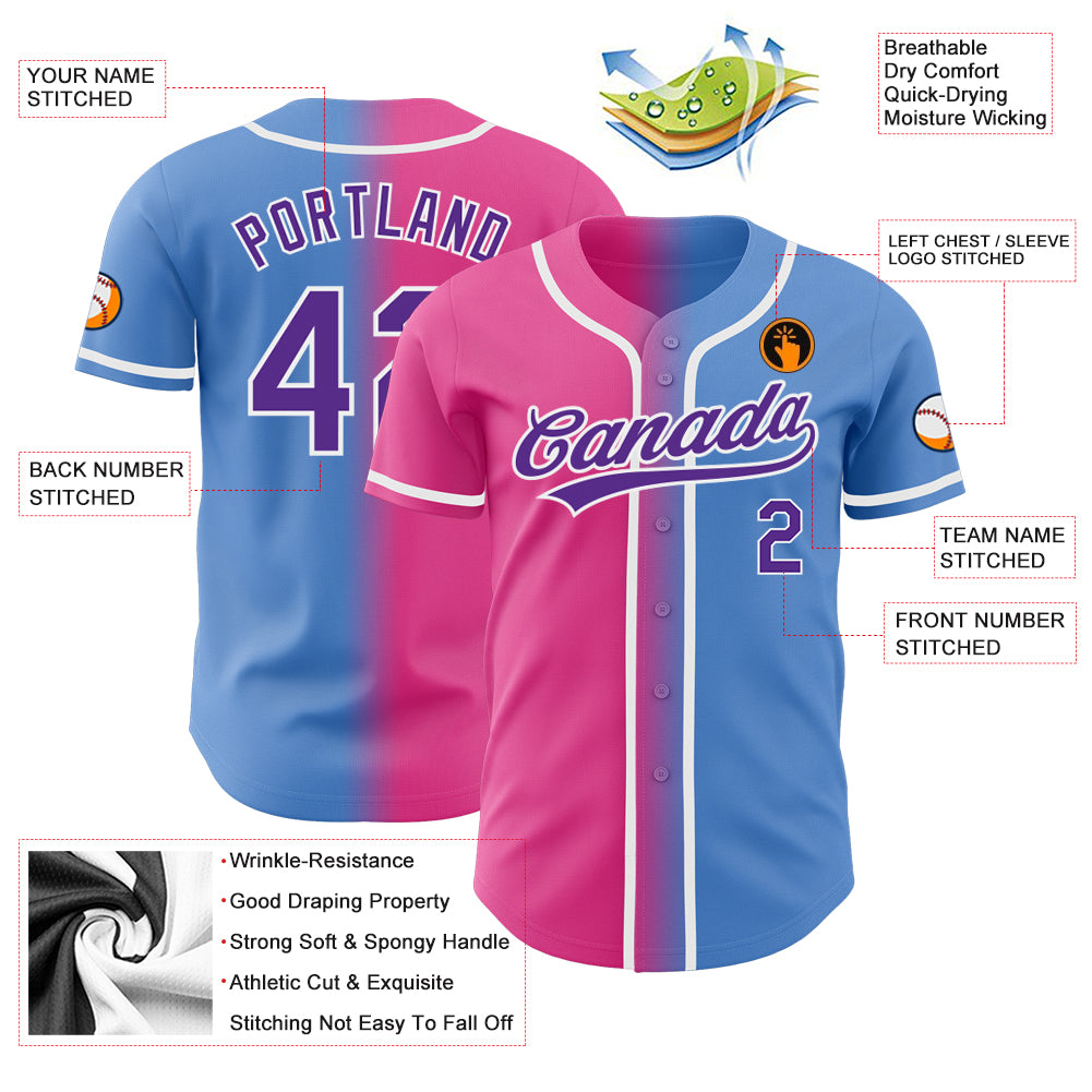 purple and red baseball jersey