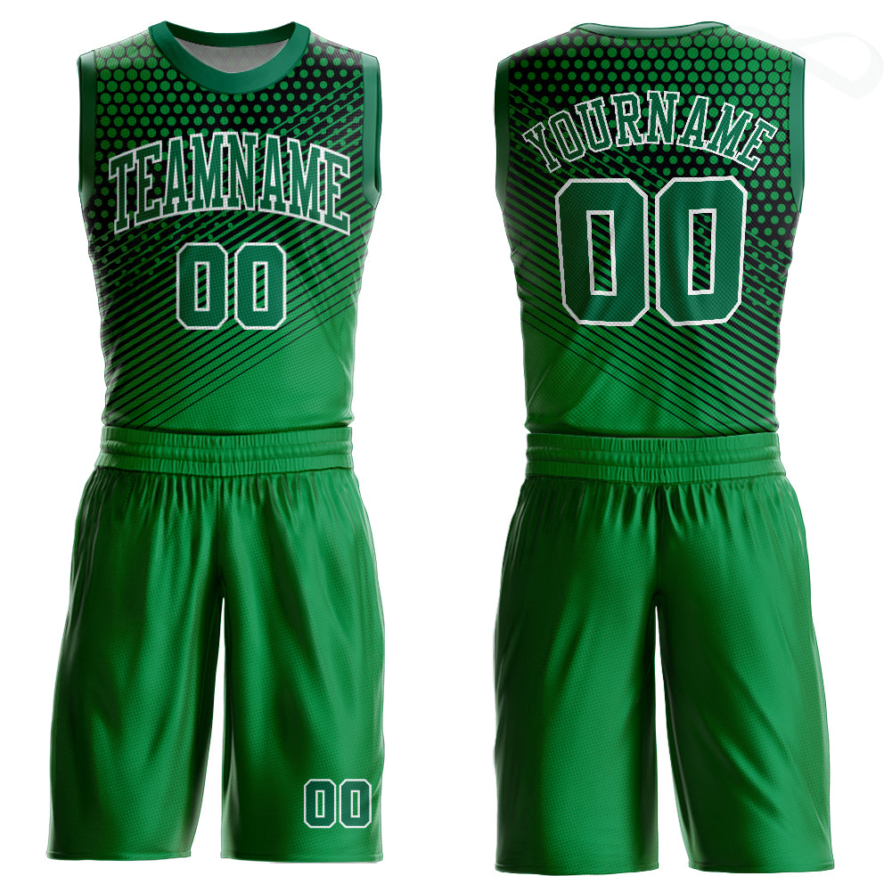 Custom White Black-Kelly Green Authentic Split Fashion Basketball Jersey