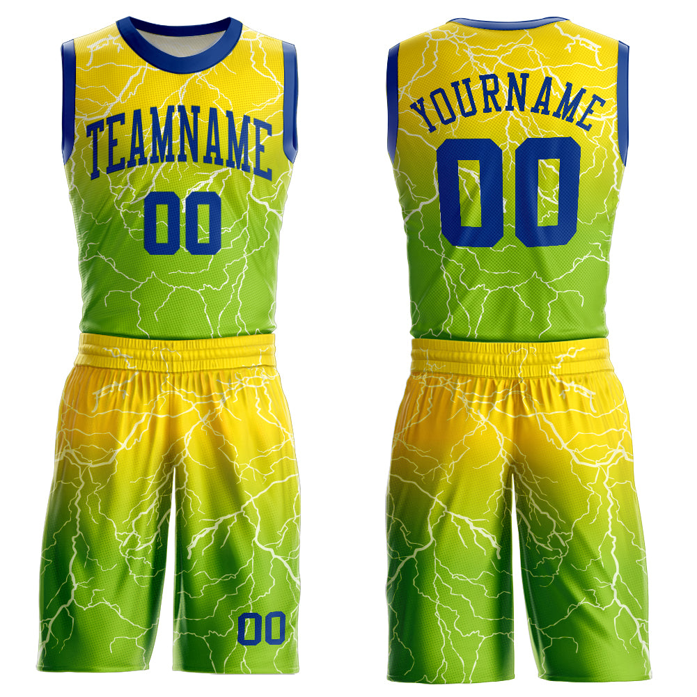 Custom Navy White-Neon Green Authentic Fade Fashion Basketball