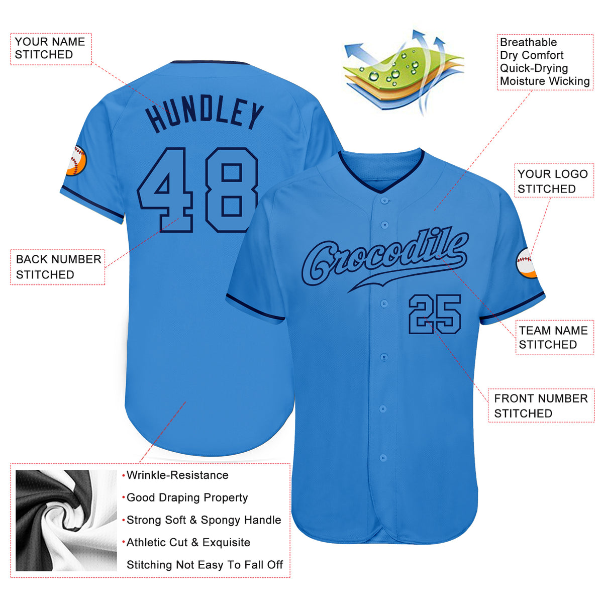 Custom Powder Blue Powder BlueNavy Authentic Baseball Jersey Discount