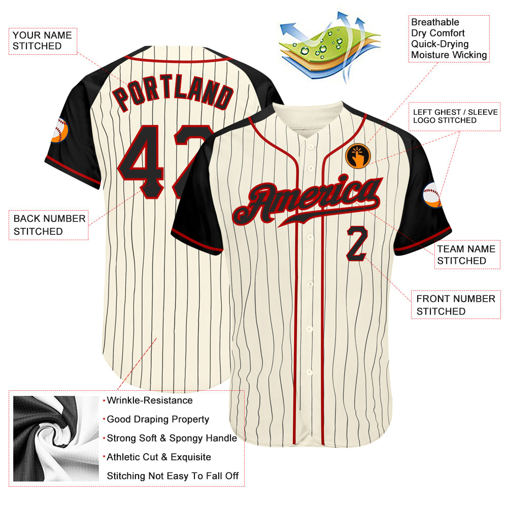 Cheap Custom Gray Black Pinstripe Red Authentic Baseball Jersey