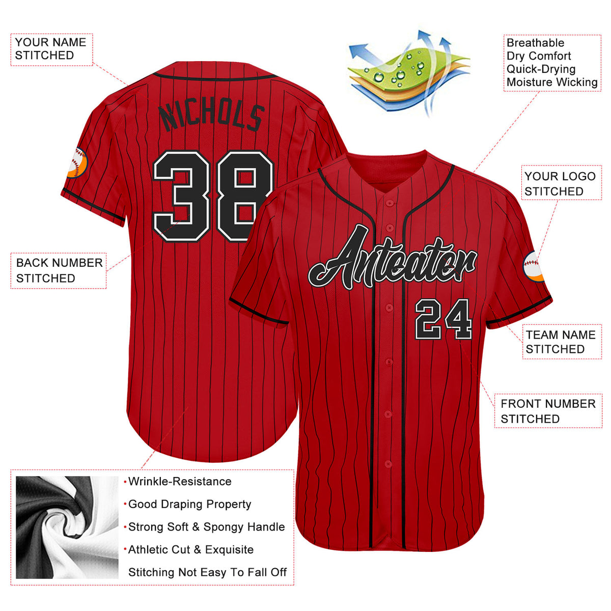 plain red and white baseball jersey