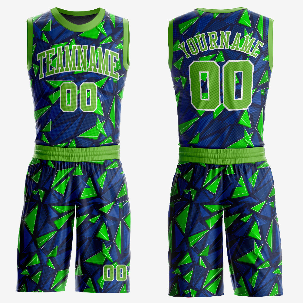 Custom Red Hunter Green-Neon Green Authentic Throwback Basketball Jersey