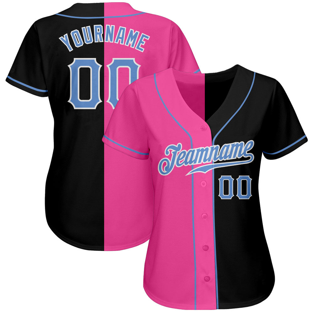 Custom Black Light Blue-Pink Authentic Split Fashion Baseball Jersey  Discount