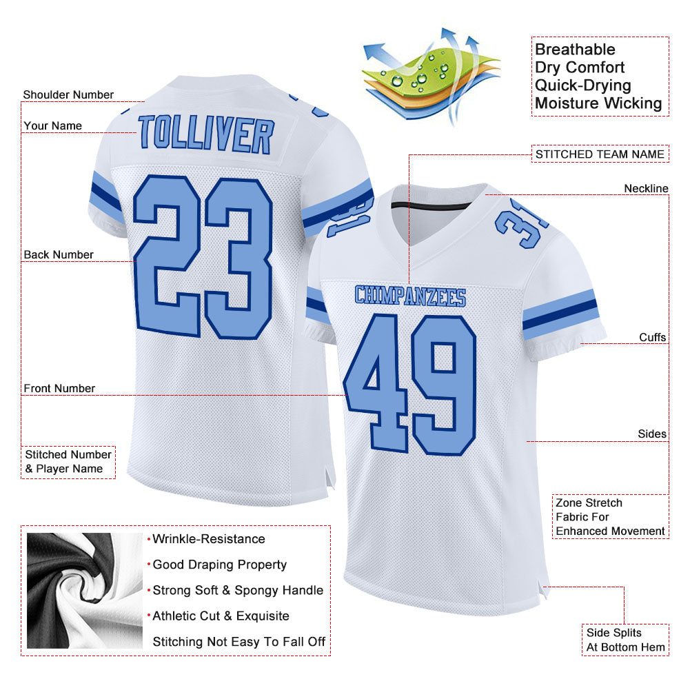 Custom Black Panther Blue-White Mesh Authentic Football Jersey