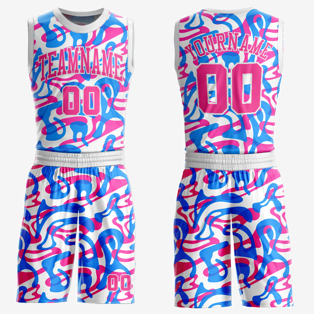 Cheap Custom Medium Pink Black Round Neck Sublimation Basketball Suit Jersey  Free Shipping – CustomJerseysPro