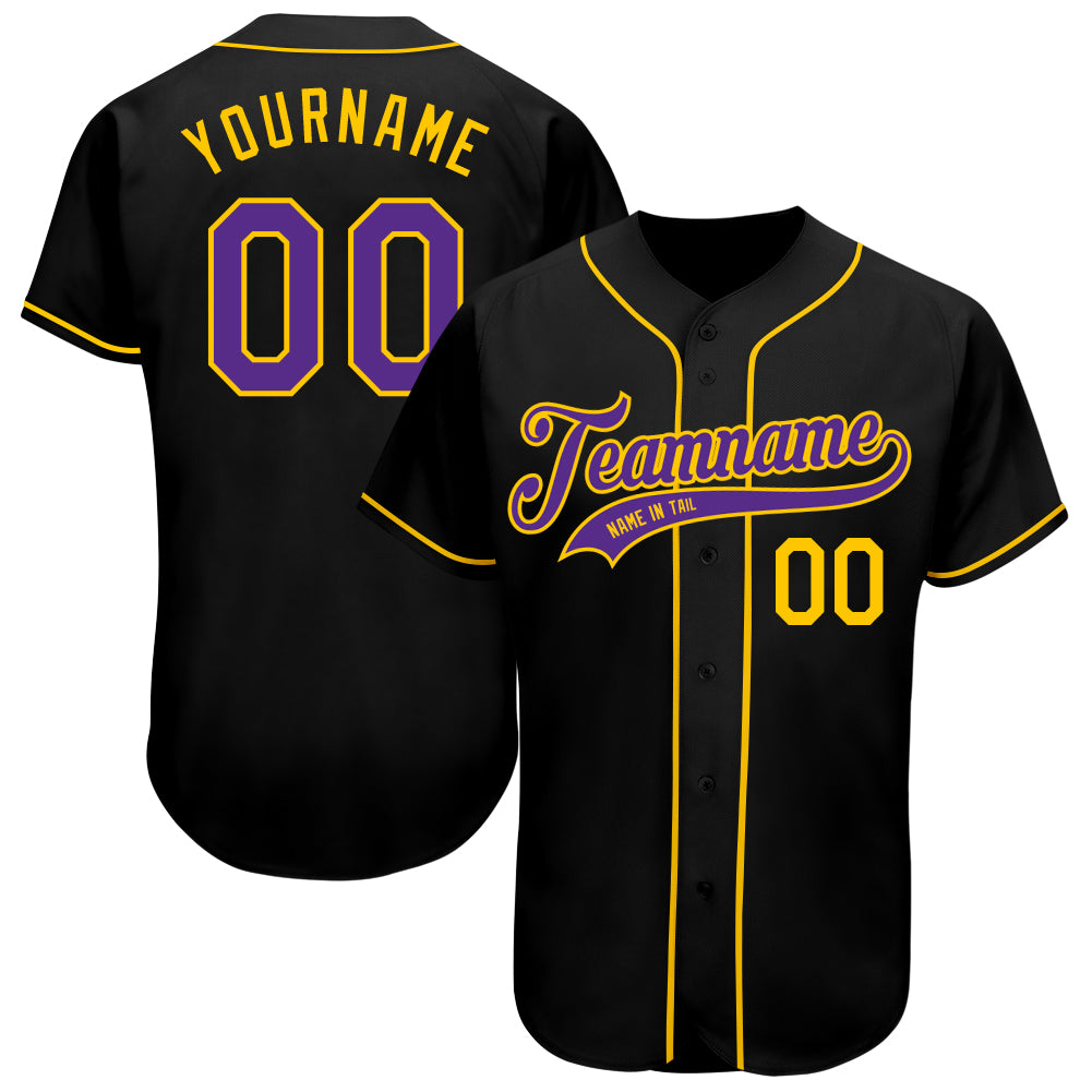 The Jersey Nation Black Purple-Gold Custom Basketball Jersey - XXL