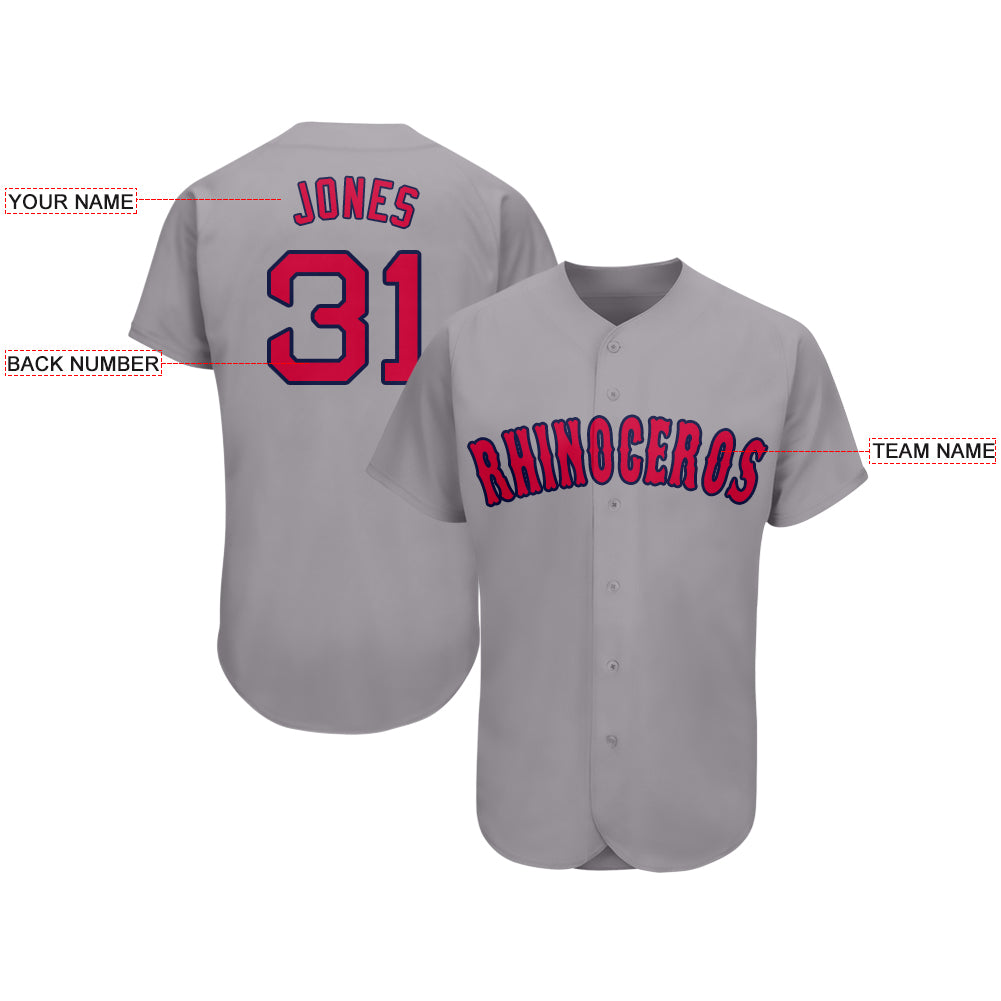 grey and red baseball jersey