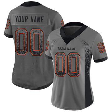 Custom Gray Black-Orange Mesh Drift Fashion Football Jersey - Jersey