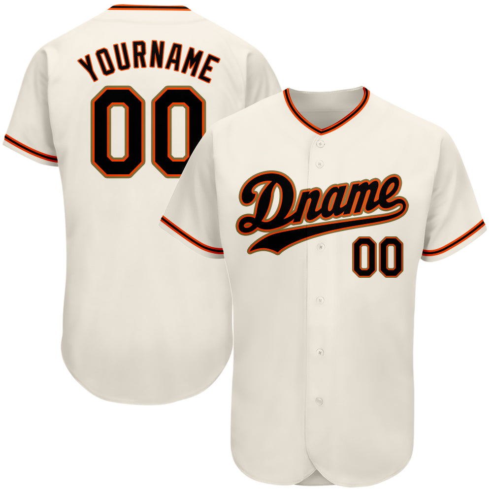 Custom Team Orange Baseball Authentic Gray Jersey Black