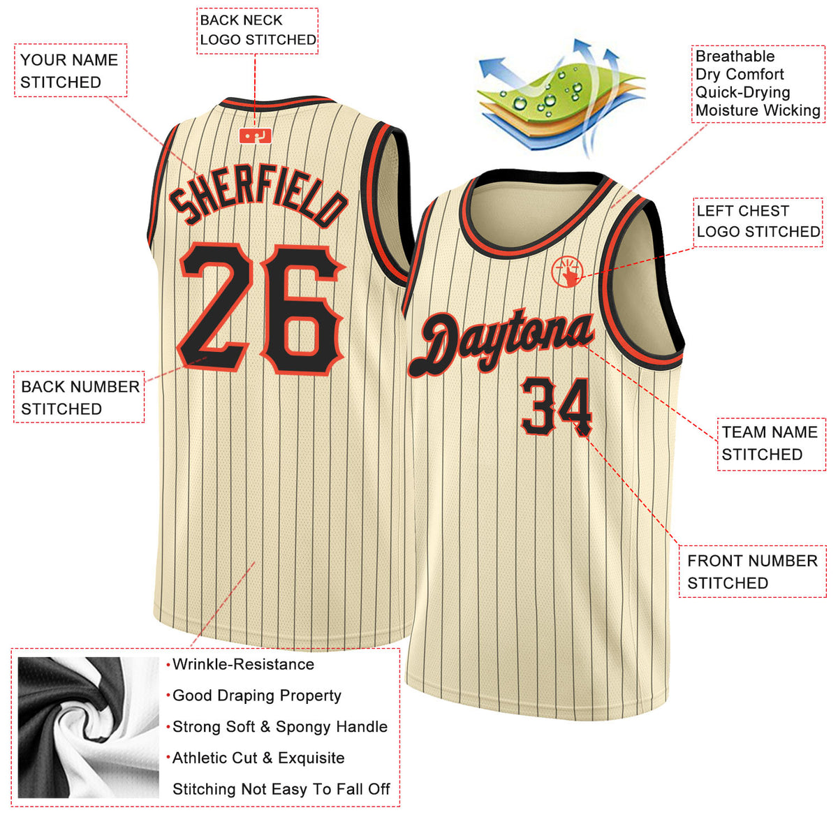 Custom Purple Black Pinstripe Black-Orange Authentic Basketball