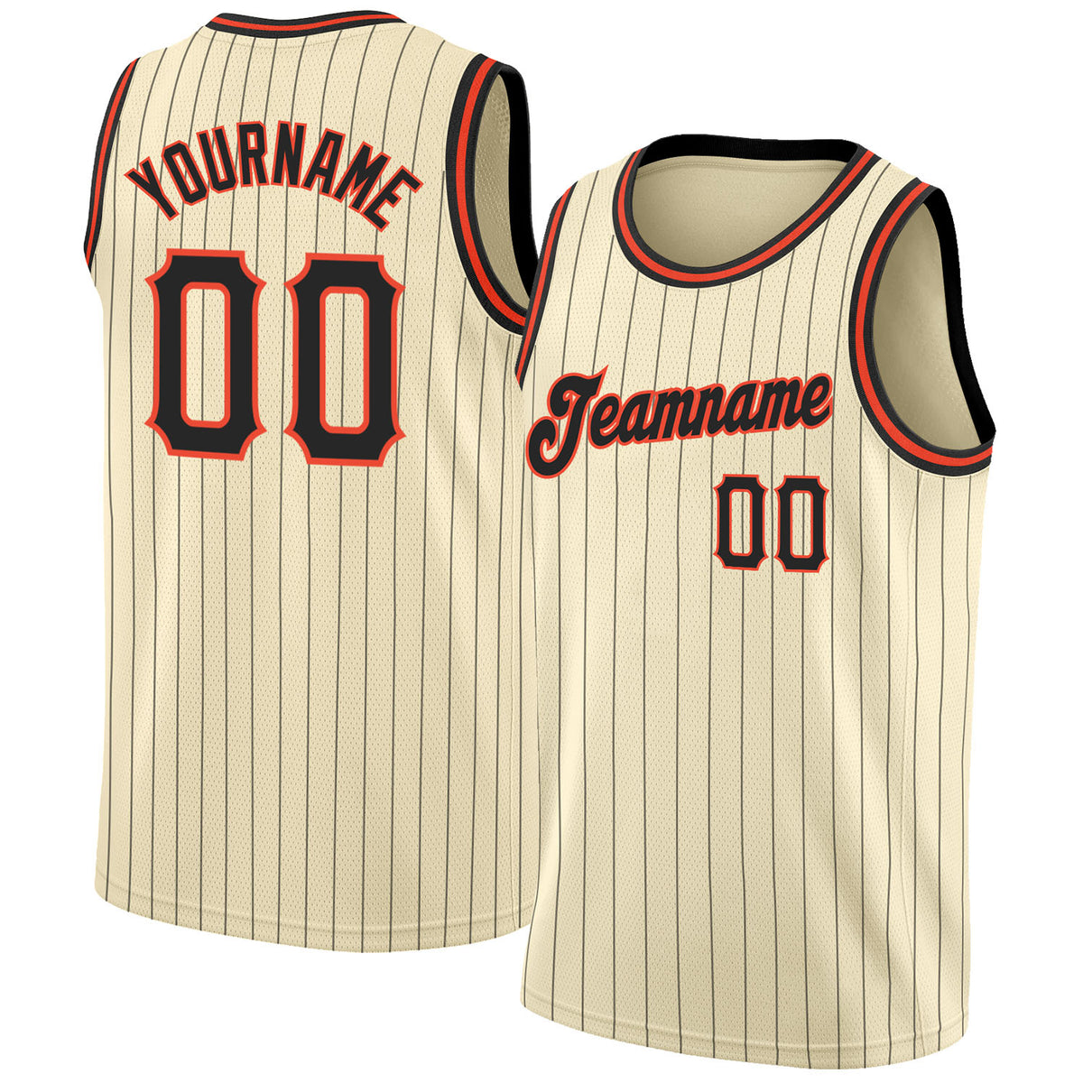 Custom Purple Black Pinstripe Black-Orange Authentic Basketball