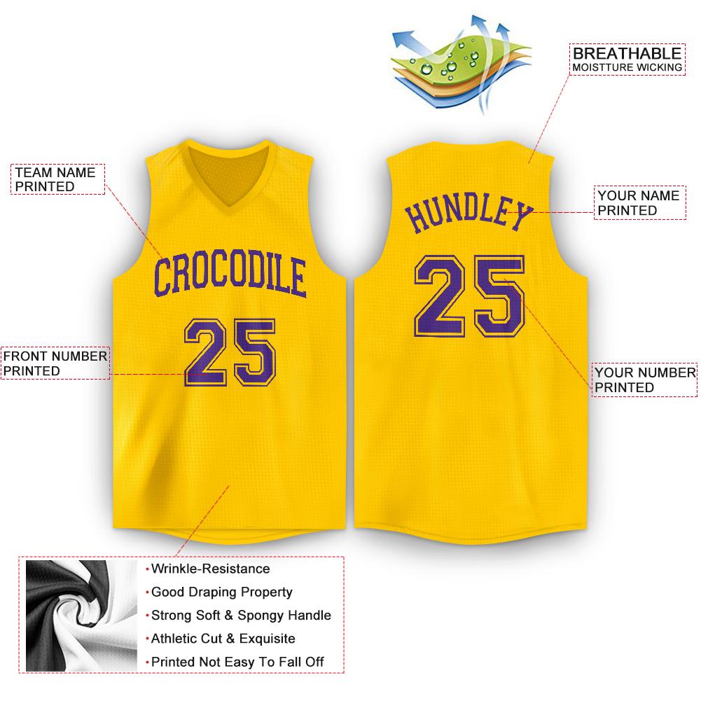 Custom Purple White-Gold Ribbon Pattern Basketball Kits main image 0