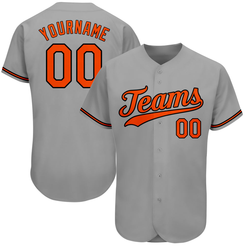 Custom Gray OrangeBlack Authentic Baseball Jersey