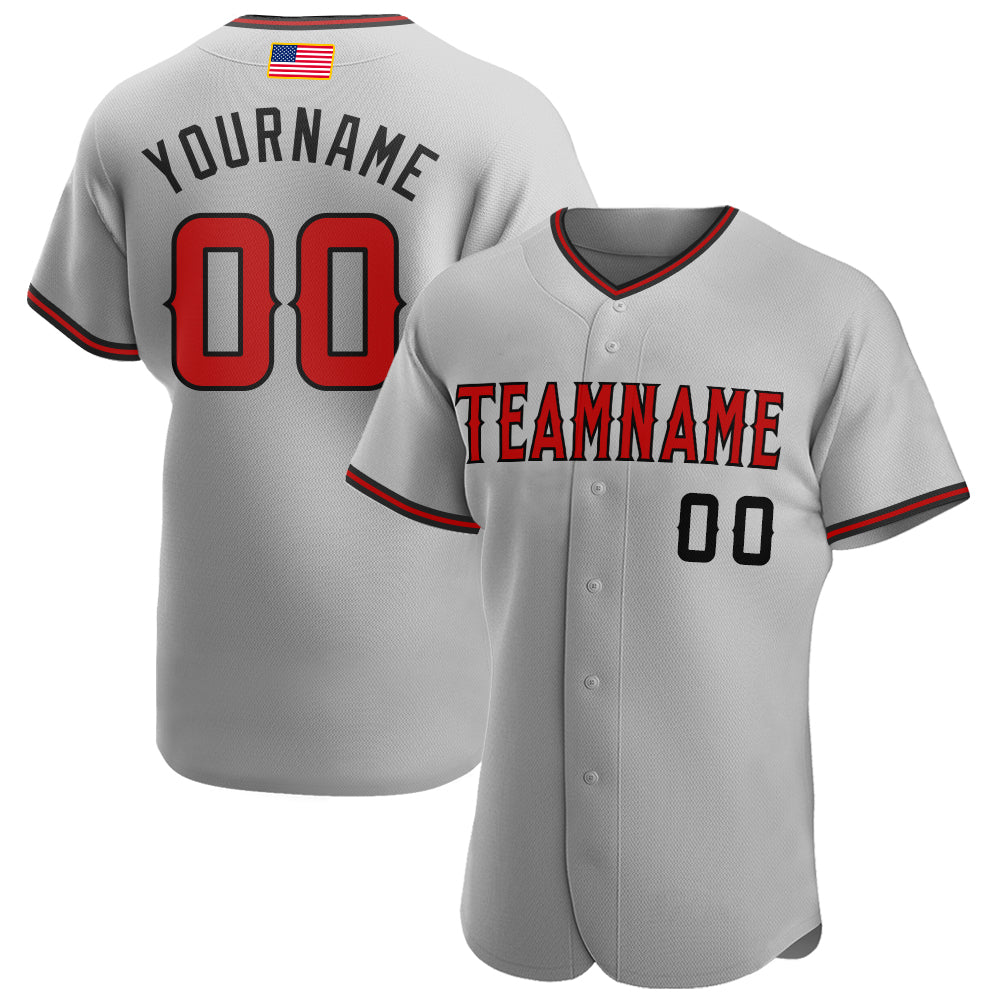 grey and red baseball jersey