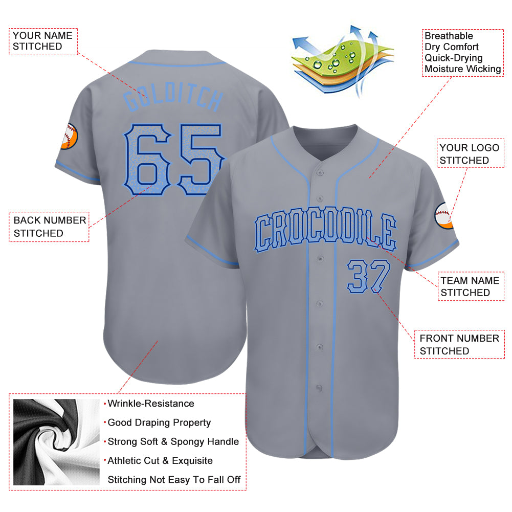 Custom Gray Light Blue-Royal Authentic Drift Fashion Baseball Jersey  Discount