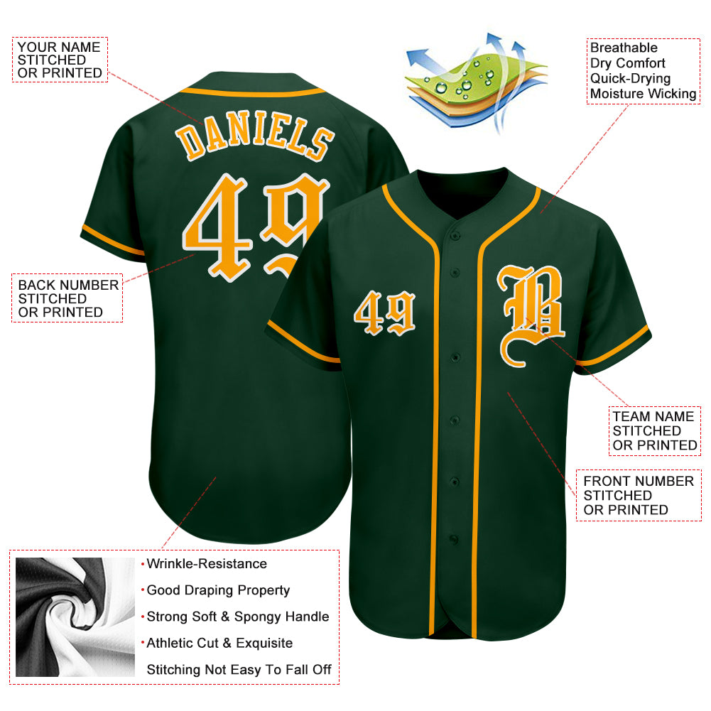 Cheap Custom Gold Green Gray-White Authentic Split Fashion Baseball Jersey  Free Shipping – CustomJerseysPro