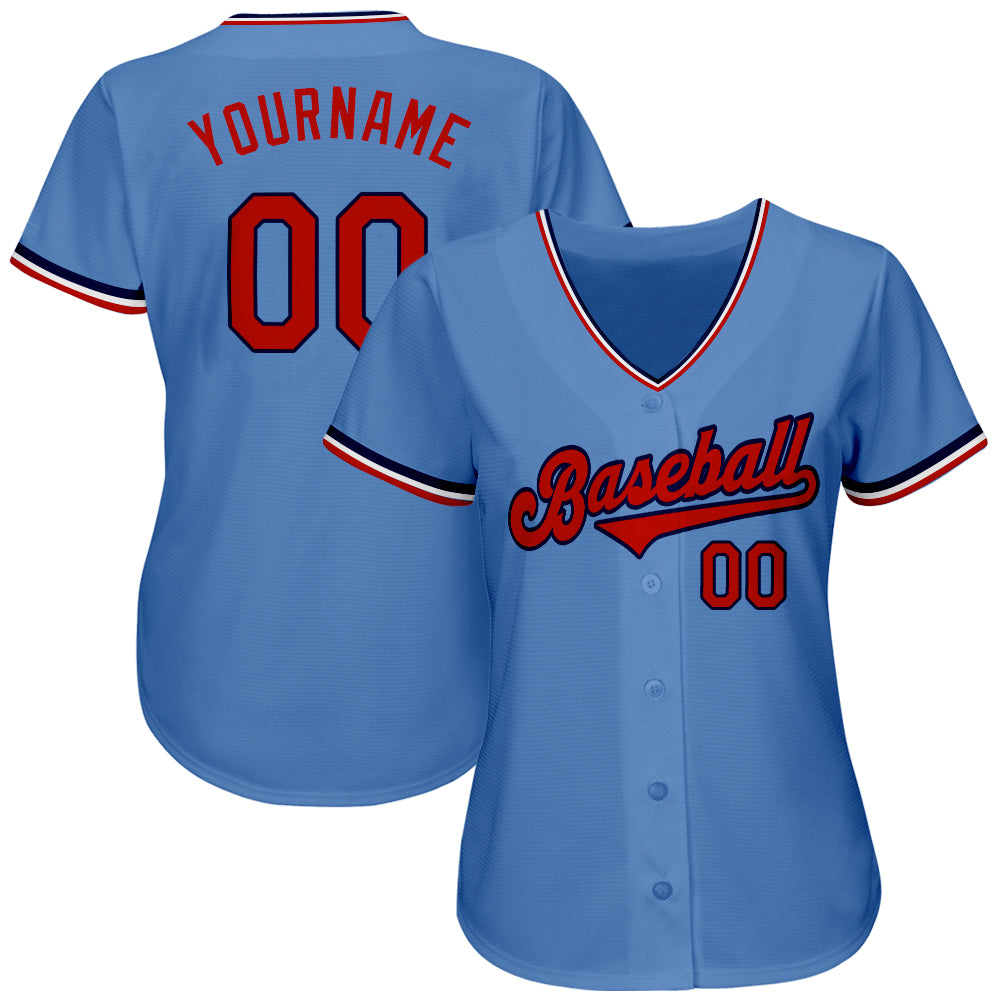 Custom Red Light Blue-White Authentic Baseball Jersey Discount