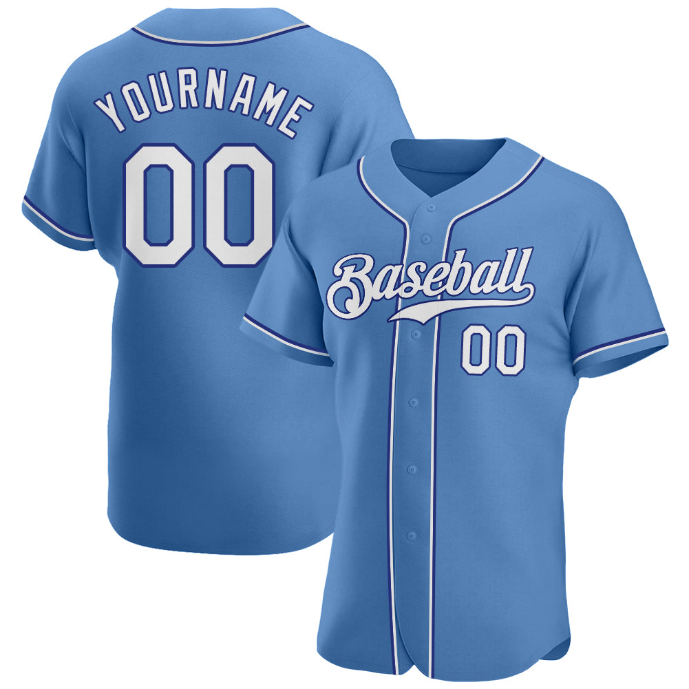Personalized Light Blue Baseball Jersey With White Piping 