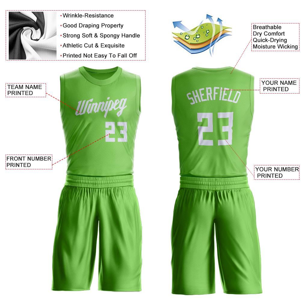 Custom Green White-Gold Round Neck Sublimation Basketball Suit Jersey