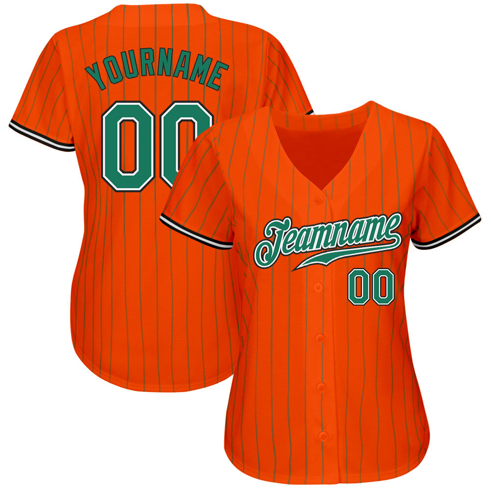 Custom Orange Kelly Green Pinstripe Kelly Green-Black Authentic Baseball  Jersey Discount