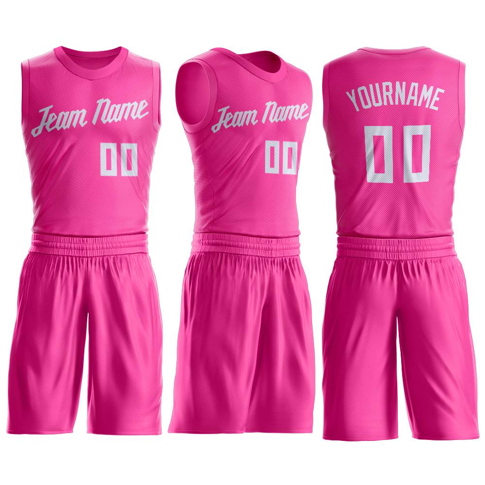 Custom Pink White V-Neck Basketball Jersey , Choose Your Own