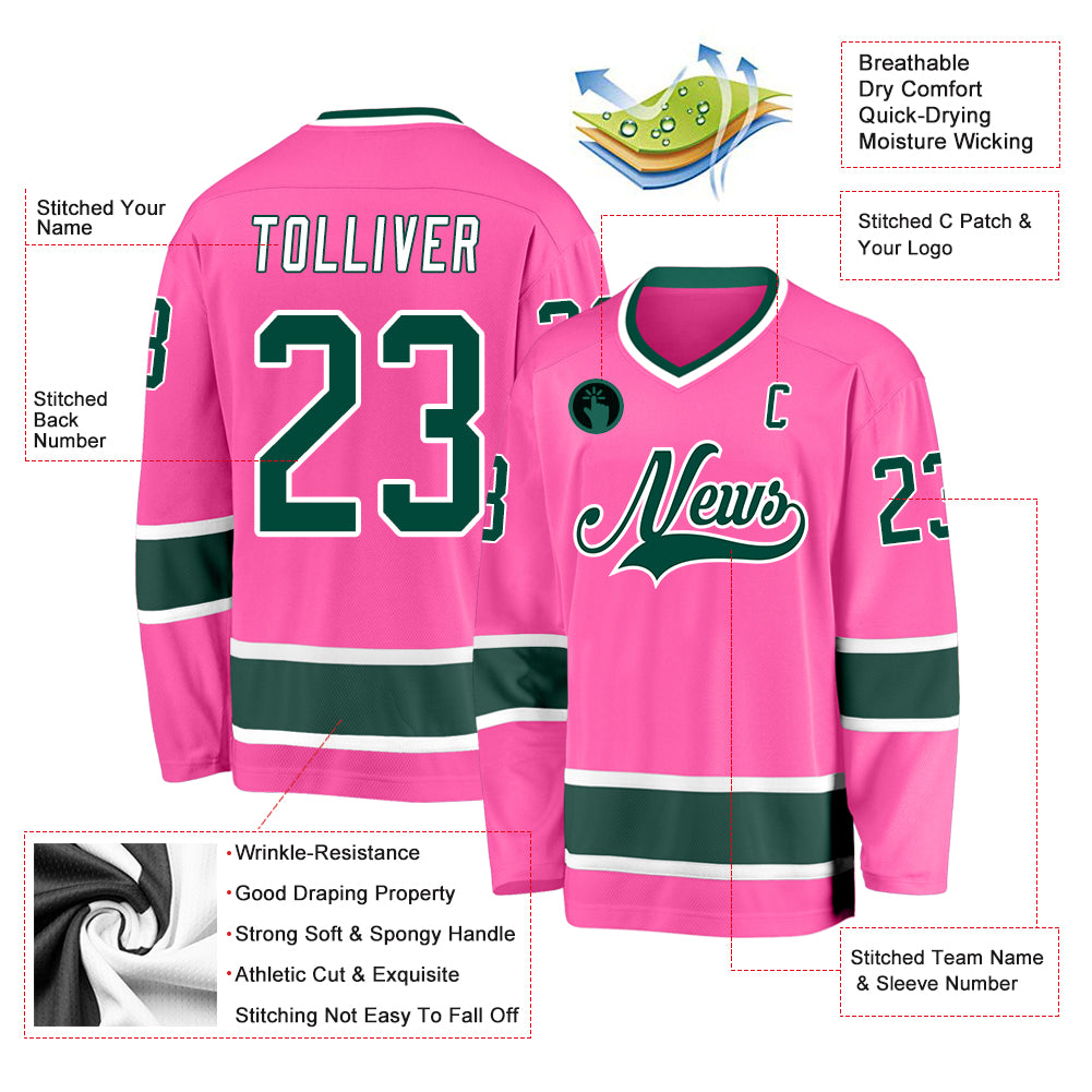  Custom Pink White-Green Hockey Jersey,Personalized Team Name &  Your Name Numbers Fans Gifts for Men Women Youth S-5XL : Sports & Outdoors