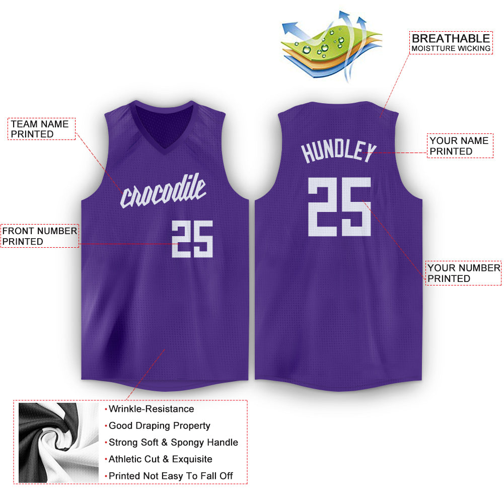 HKsportswear Custom Basketball Jerseys - Purple & White Home and Away - Old School Style - Includes Team Name, Player Name and Player Number