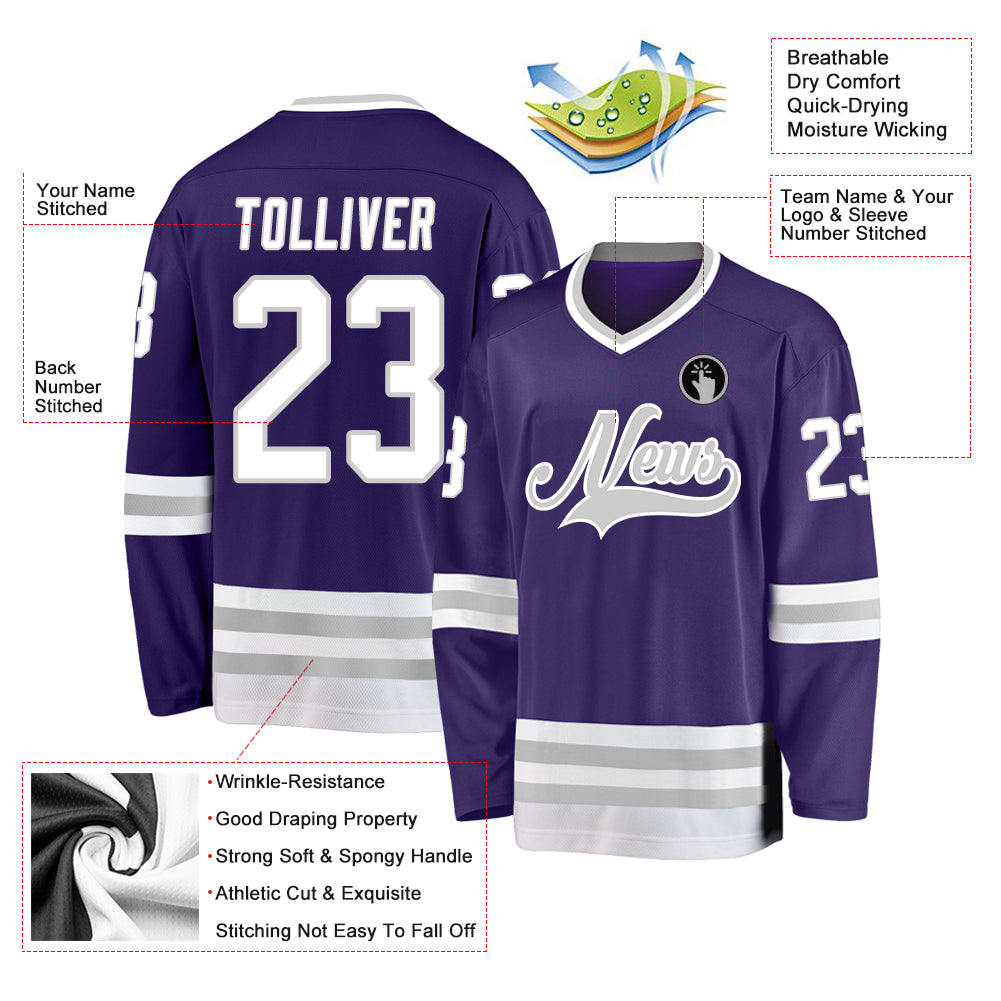 Purple/Black/White Custom Ice Roller Blank Hockey Jerseys | YoungSpeeds
