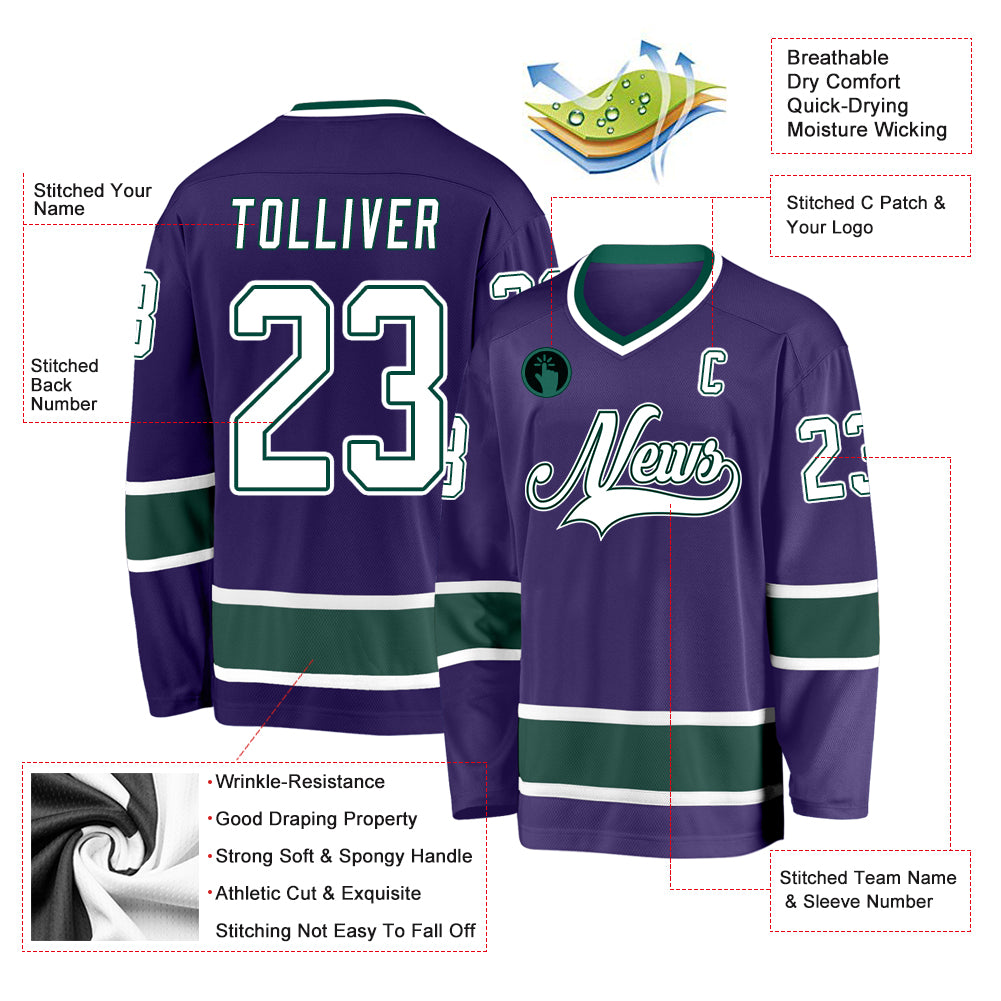 Green Gold Purple Sublimated Hockey Jerseys Custom Design