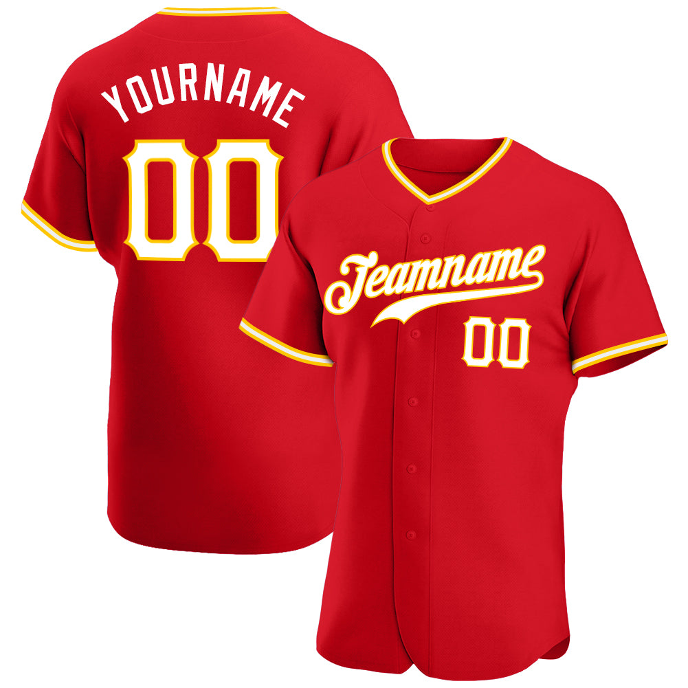 red and gold baseball jersey