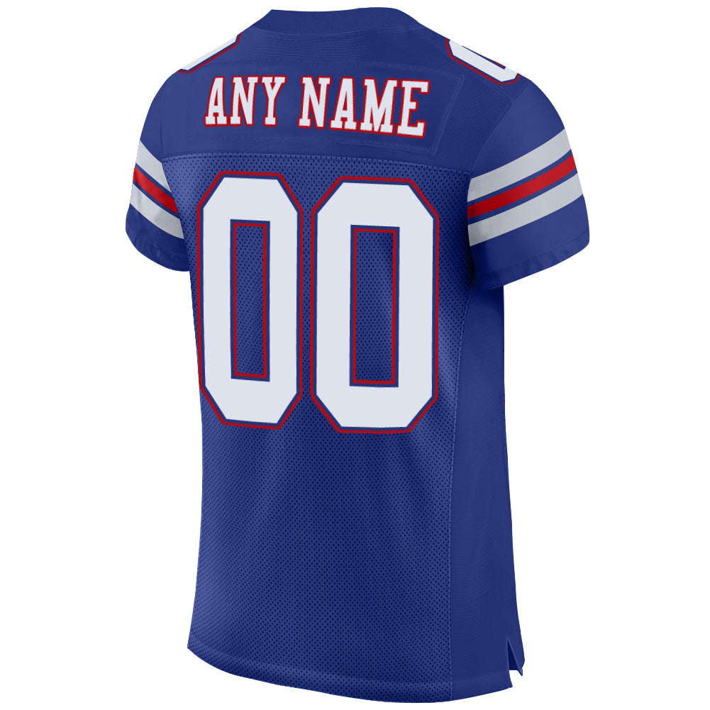 Custom Royal White-Red Classic Style Authentic American Football Jersey