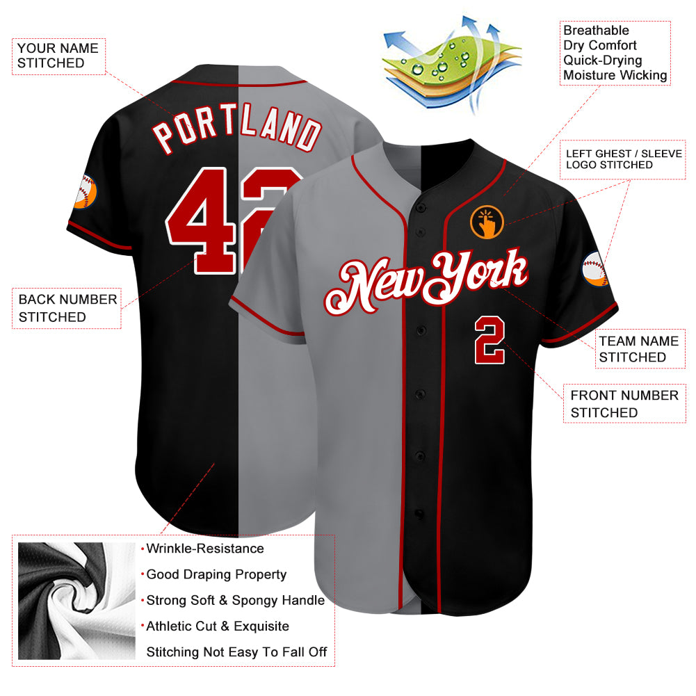 red black baseball jersey